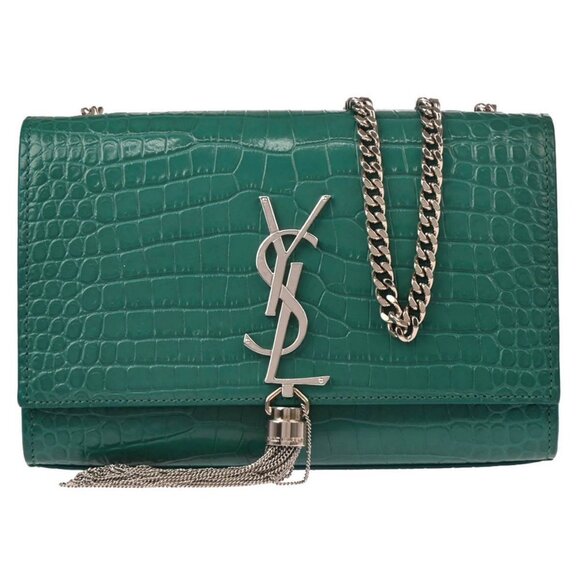 Saint Laurent Green Embossed Leather Kate Shoulder Bag FTR474366-0619 195826 - Picture 1 of 9